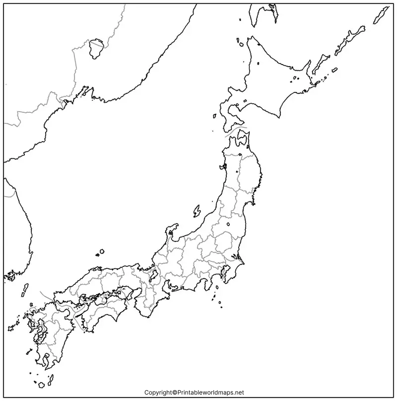 Printable Blank Japan Map – Outline, Transparent, PNG Map 5 Map of Japan for Practice Worksheet