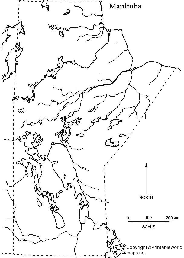 Printable Blank Map of Manitoba – Outline, Transparent Map 4 Map of Manitoba for Practice Worksheet