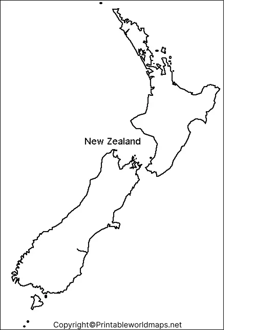 Printable Blank Map of New Zealand – Outline Transparent map 5 Map of New Zealand for Practice Worksheet