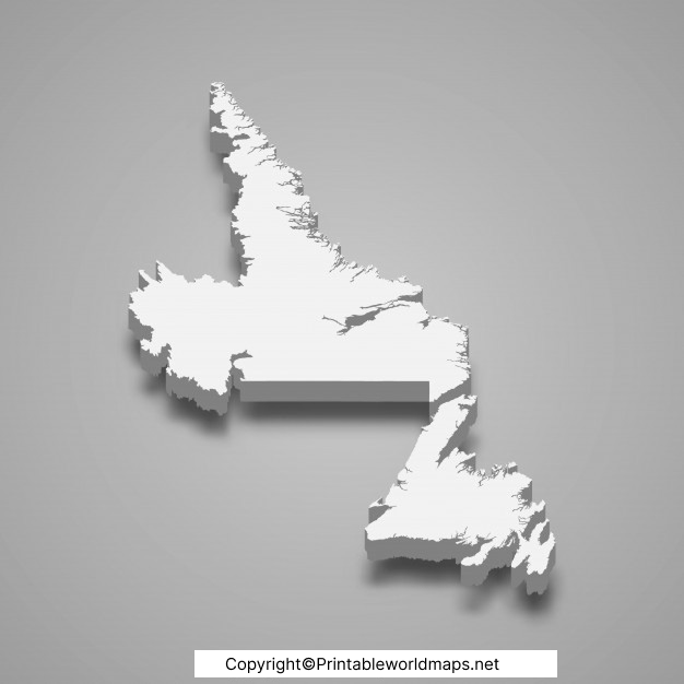 Printable Blank Map of Newfoundland and Labrador – Outline Map 4 Map of Newfoundland and Labrador for Practice Worksheet