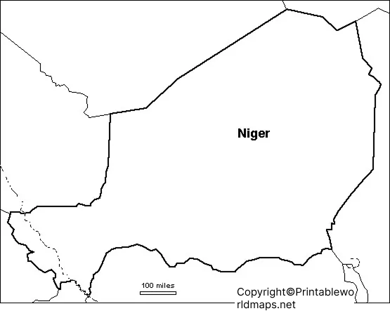 Printable Blank Map of Niger – Outline, Transparent, PNG map 5 Map of Niger for Practice Worksheet