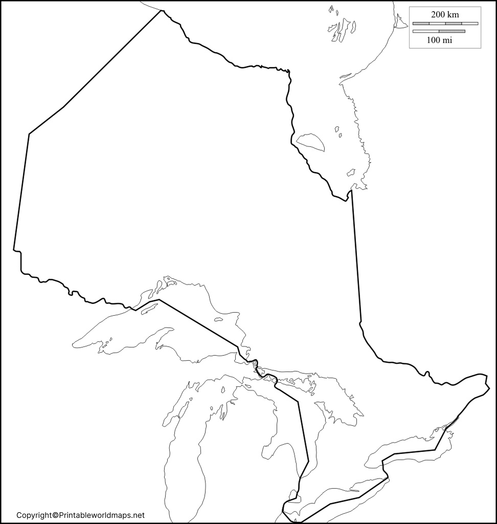 Printable Blank Map of Ontario – Outline, Transparent Map 4 Map of Ontario for Practice Worksheet