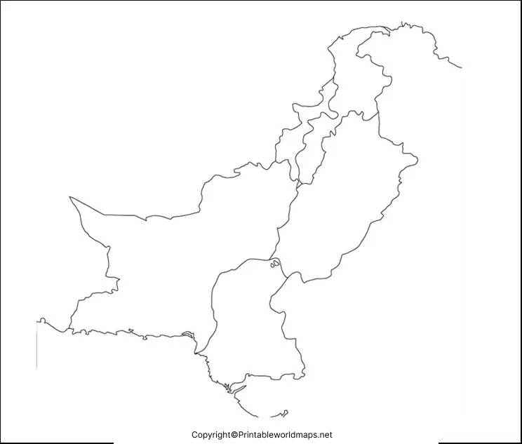 Printable Blank Map of Pakistan – Outline, Transparent, PNG map 5 Map of Pakistan for Practice Worksheet
