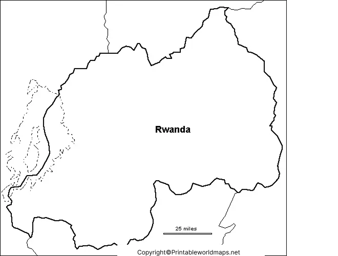 Printable Blank Map of Rwanda – Outline, Transparent, PNG map 5 Map of Rwanda for Practice Worksheet