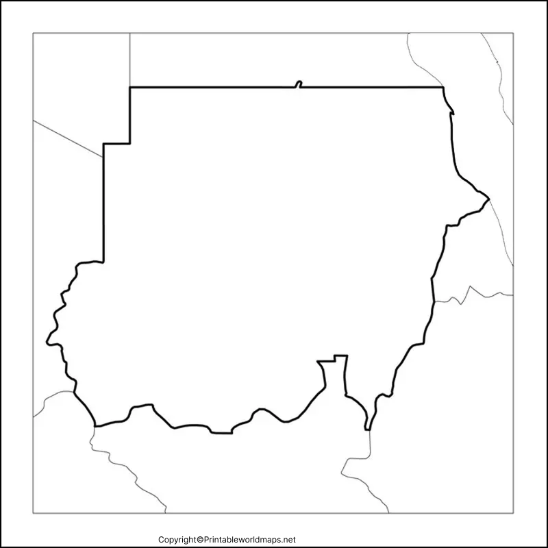Printable Blank Map of Sudan – Outline, Transparent, PNG Map 5 Map of Sudan Practice Worksheet