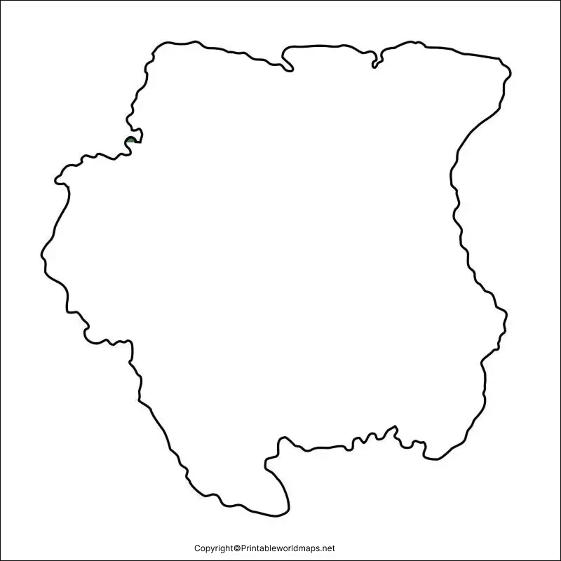 Printable Blank Map of Suriname – Outline, Transparent, PNG map 5 Map of Suriname Practice Worksheet