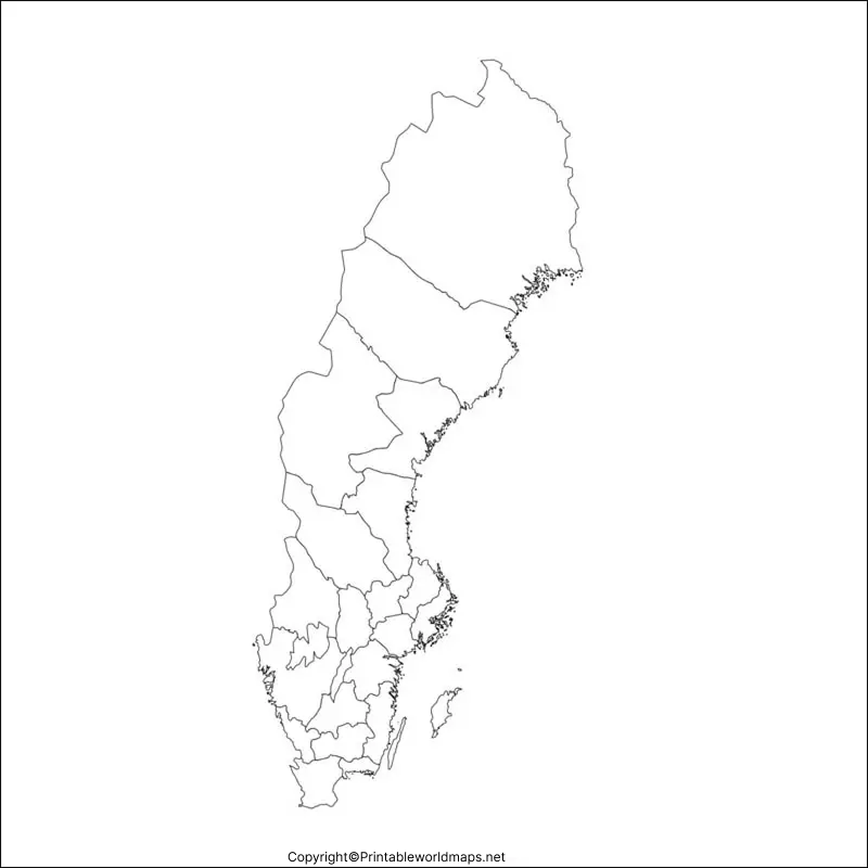 Printable Blank Map of Sweden – Outline, Transparent, PNG map 5 Map of Sweden Practice Worksheet
