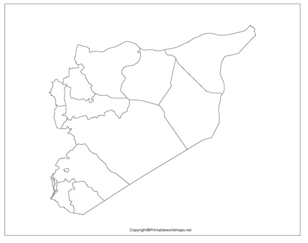 Printable Blank Map of Syria – Outline, Transparent, PNG map 5 Map of Syria Practice Worksheet