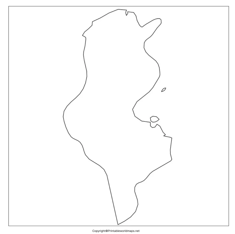 Map of Tunisia for Practice Worksheet