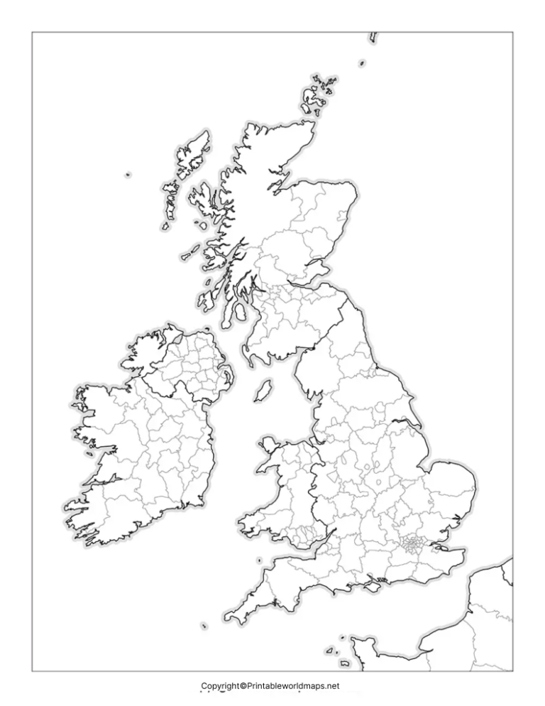 Map of UK for Practice Worksheets
