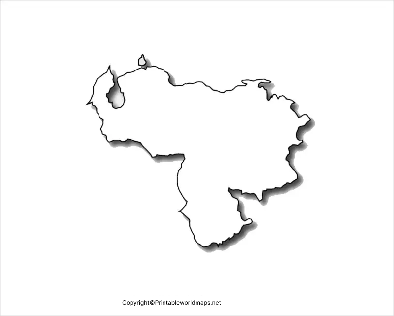 Printable Blank Map of Venezuela – Outline, Transparent, PNG Map 5 Map of Venezuela Practice Worksheet