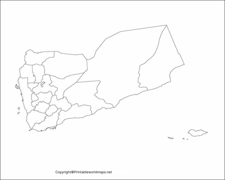 Map of Yemen for Practice Worksheet