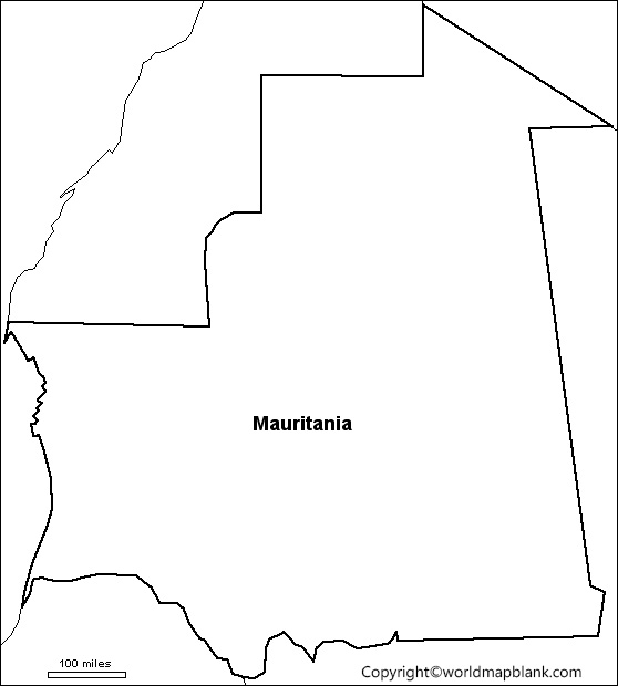Printable Blank Map of Mauritania – Outline, Transparent Map 2 Mauritania Blank map Outline