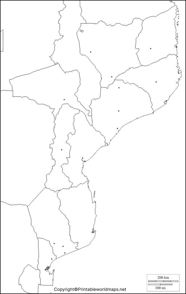 Printable Blank Map of Mozambique – Outline, Transparent Map 2 Mozambique Blank map Outline 647x1024 1