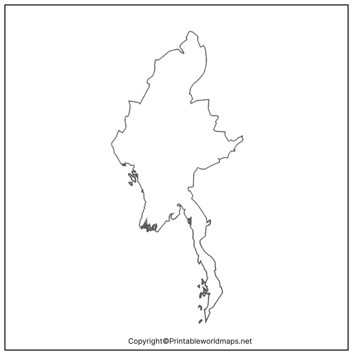 Printable Blank Map of Myanmar – Outline, Transparent map 2 Myanmar Blank Map Outline