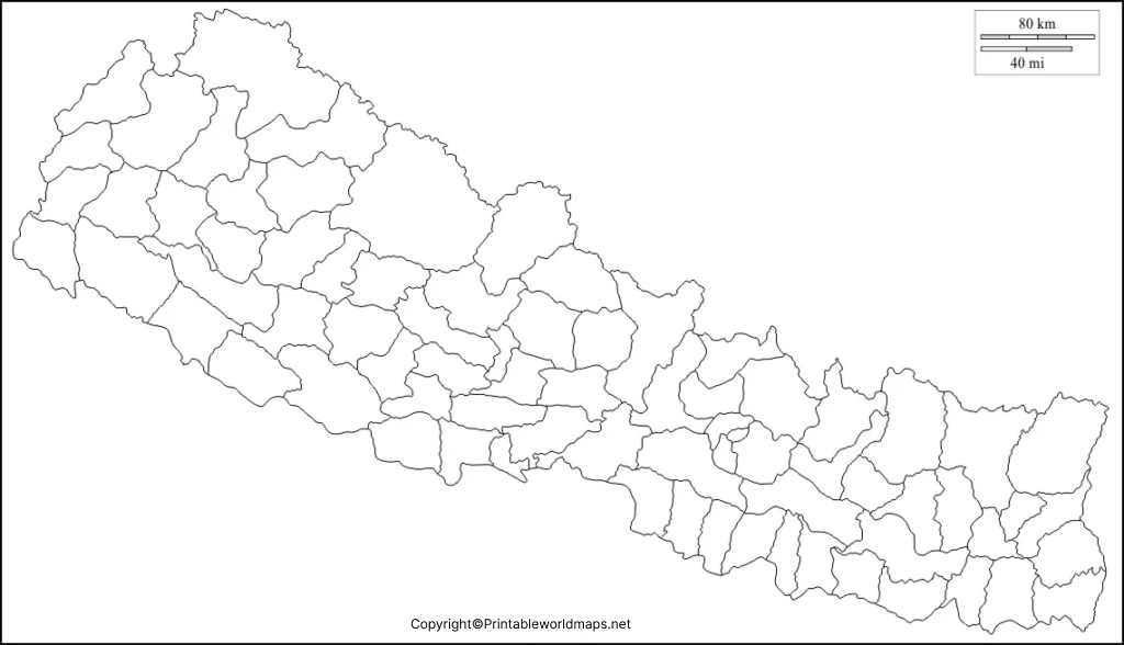 Printable Blank Map of Nepal – Outline, Transparent, PNG map 5 Nepal Map for Practice Worksheet