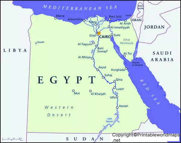 Nile River Map Printable Labeled | Nile River on Africa Map 2 Nile River Map