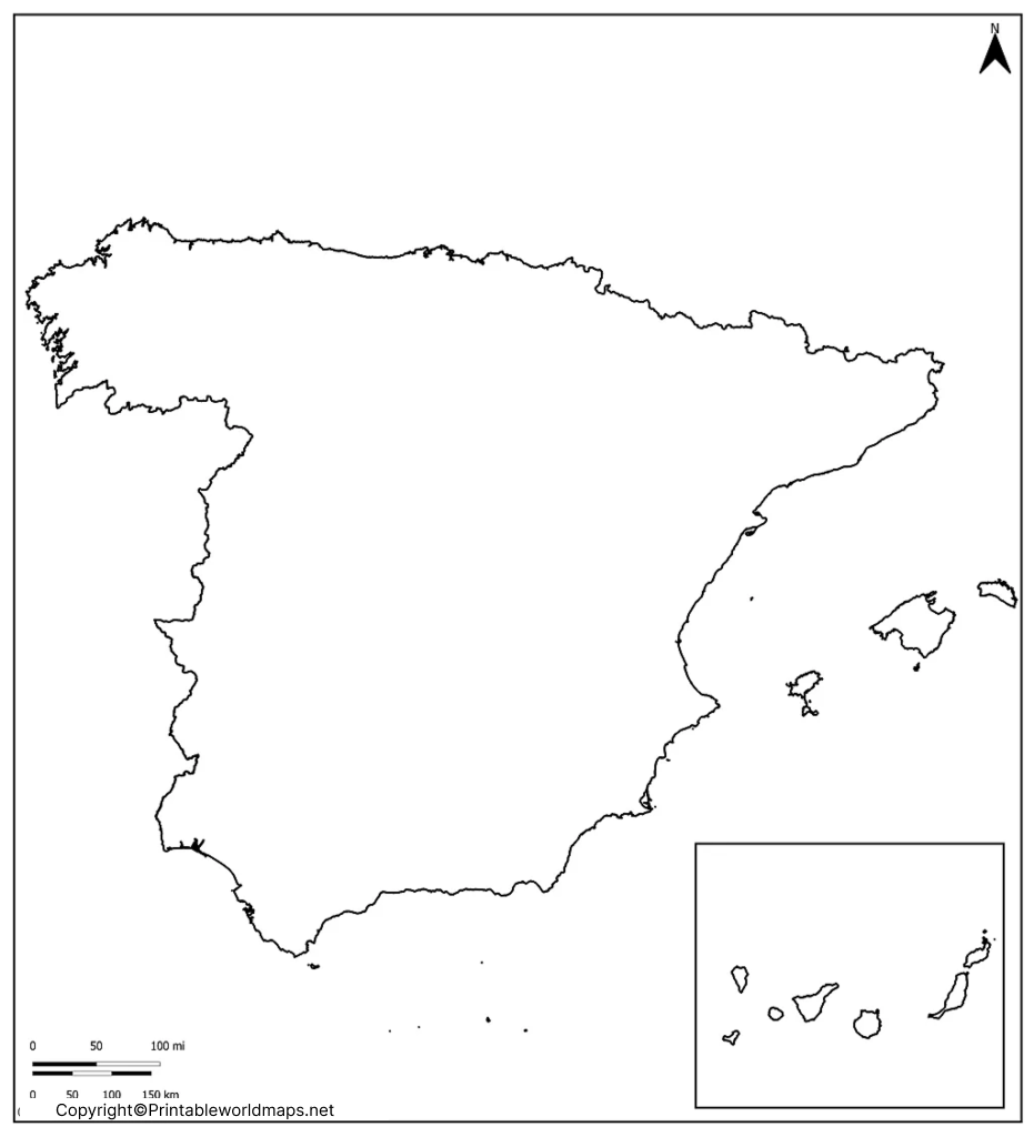 Outline Map of Spain 1