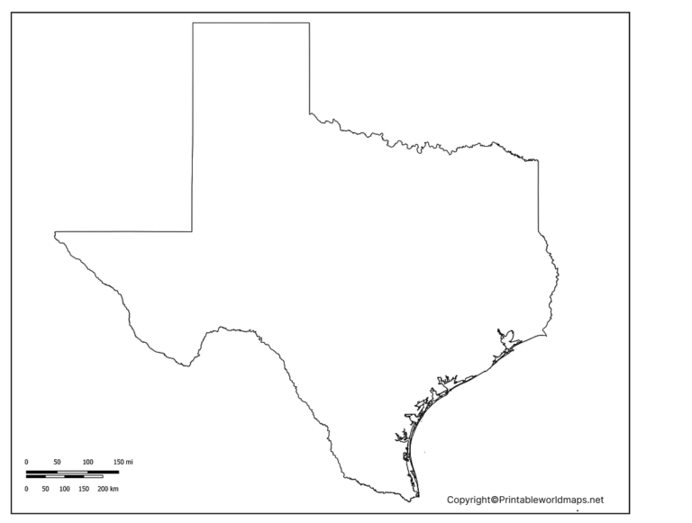 Blank Map of Texas – Printable Outline Map of Texas [PDF] - Printable ...