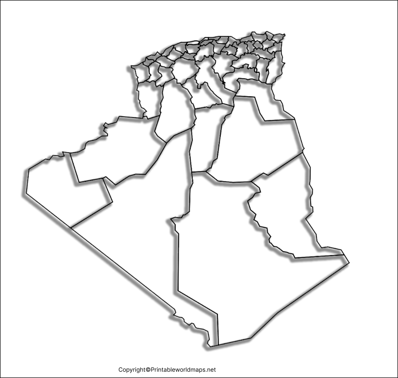 Printable Blank Map of Algeria – Outline, Transparent, PNG Map 3 Printable Map of Algeria
