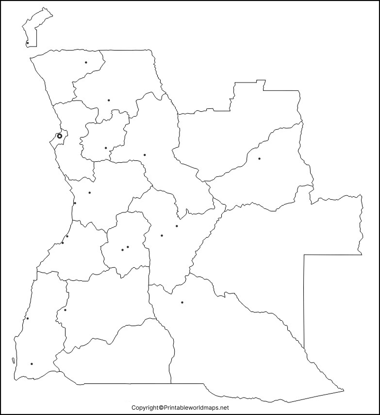 Printable Blank Map of Angola – Outline, Transparent, PNG Map 3 Printable Map of Angola