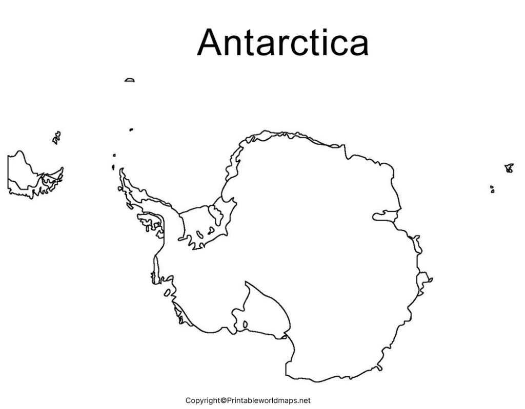 Printable Blank Map of Antarctica – Outline, Transparent map 3 Printable Map of Antarctica