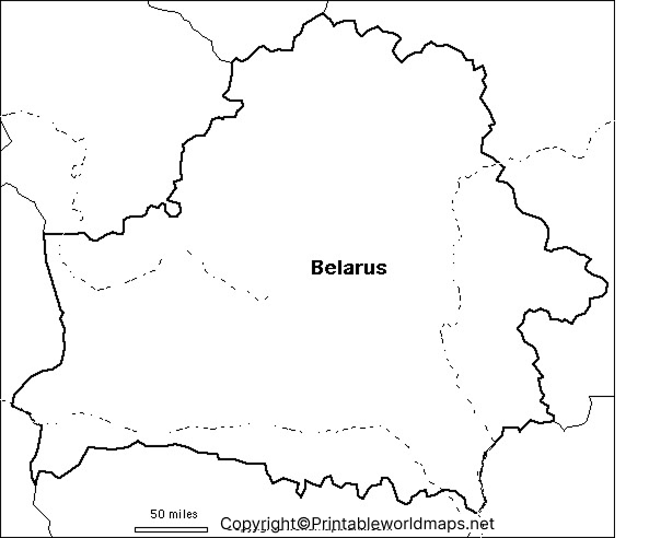 Printable Blank Map of Belarus – Outline, Transparent map 3 Printable Map of Belarus