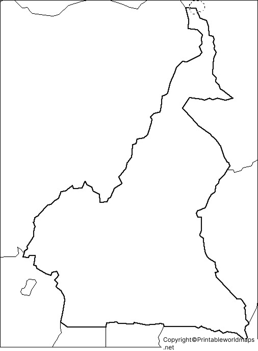 Printable Blank Map of Cameroon – Outline, Transparent map 3 Printable Map of Cameroon