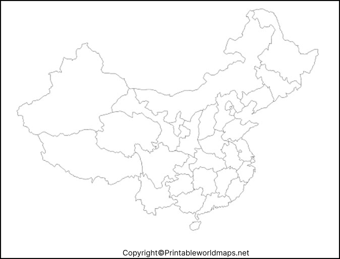 Printable Blank Map of China- Outline, Transparent, PNG Map 3 Printable Map of China