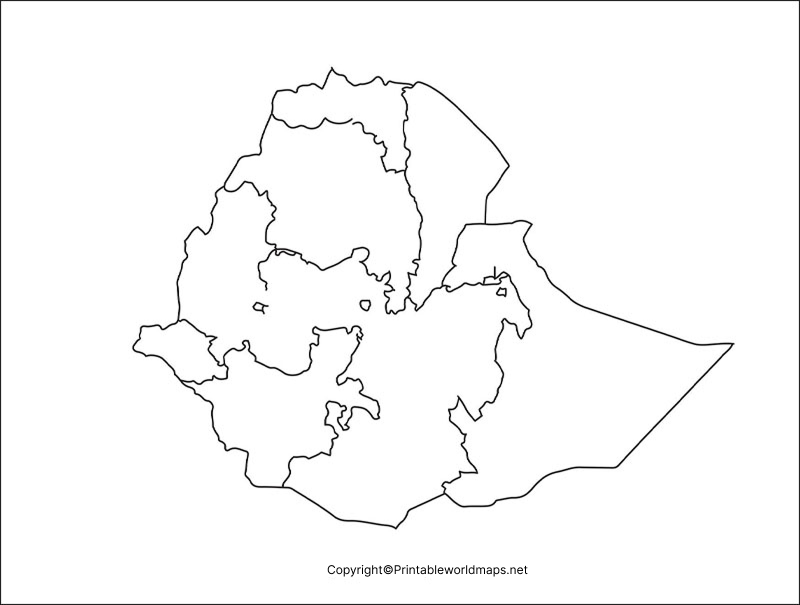 Printable Blank Map of Ethiopia- Outline, Transparent, PNG Map 3 Printable Map of Ethiopia