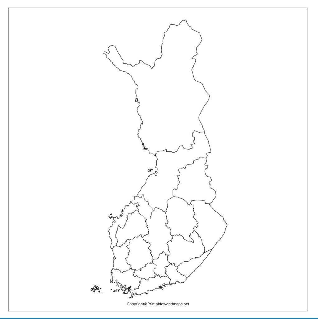 Printable Blank Map of Finland – Outline, Transparent, PNG Map 3 Printable Map of Finland 1021x1024 1