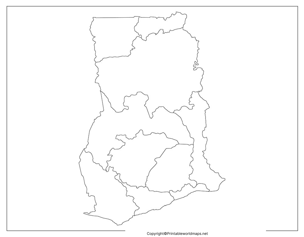 Printable Blank Map of Ghana – Outline, Transparent, PNG map 3 Printable Map of Ghana