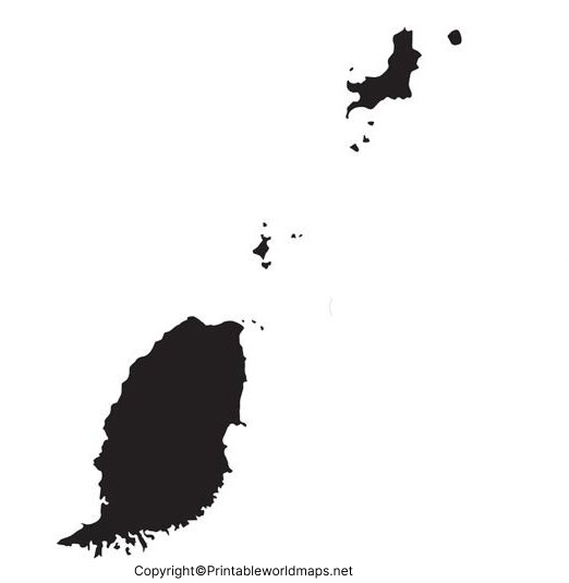 Printable Blank Map of Grenada – Outline Transparent PNG map 3 Printable Map of Grenada