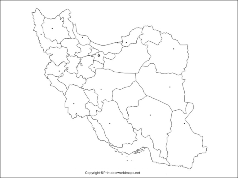 Printable Blank Map of Iran – Outline for Easy Learning