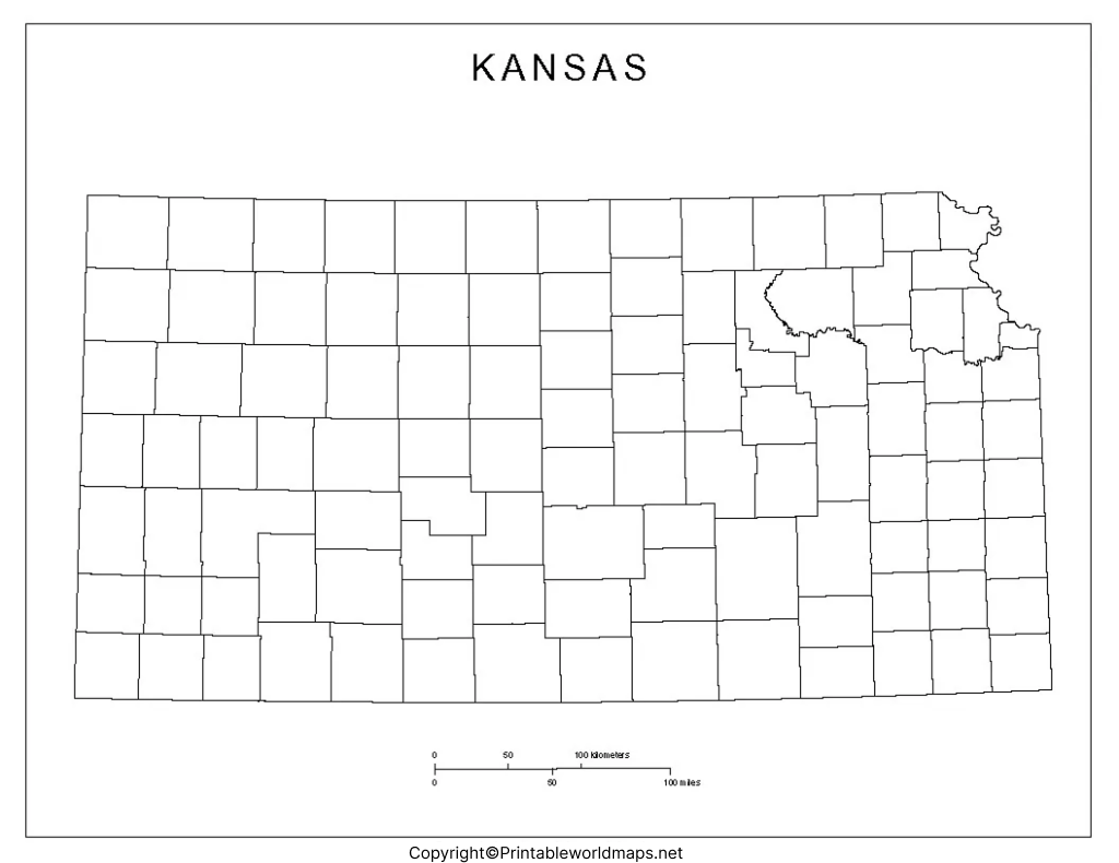 Printable Blank Map of Kansas – Outline, Transparent, PNG map 6 Printable Map of Kansas