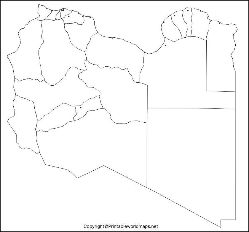 Printable Blank Map of Libya – Outline, Transparent, PNG map 3 Printable Map of Libya