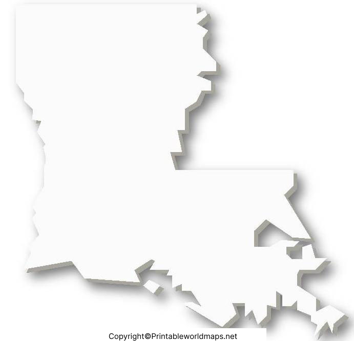 Printable Blank Map of Louisiana – Outline, Transparent map 6 Printable Map of Louisiana