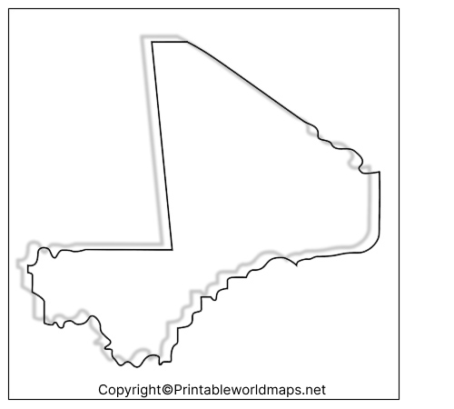 Printable Blank Map of Mali – Outline, Transparent PNG map 3 Printable Map of Mali
