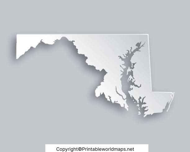 Printable Blank Map of Maryland – Outline, Transparent map 5 Printable Map of Maryland