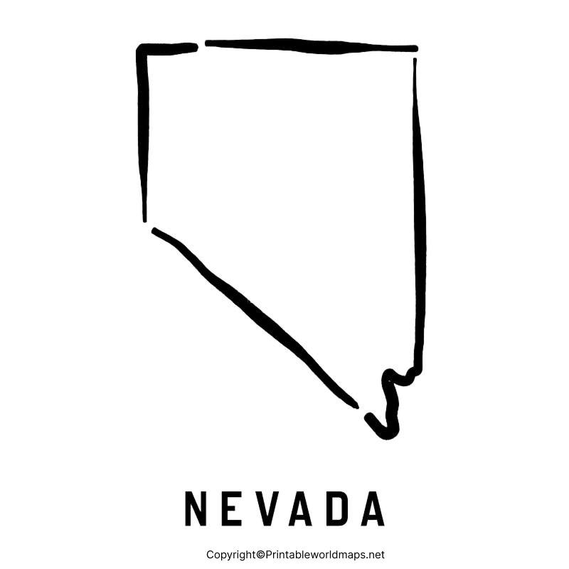 Printable Blank Map of Nevada – Outline Transparent PNG map 7 Printable Map of Nevada