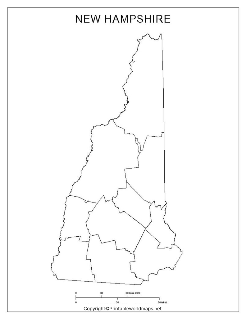 Printable Map of New Hampshire 792x1024 1