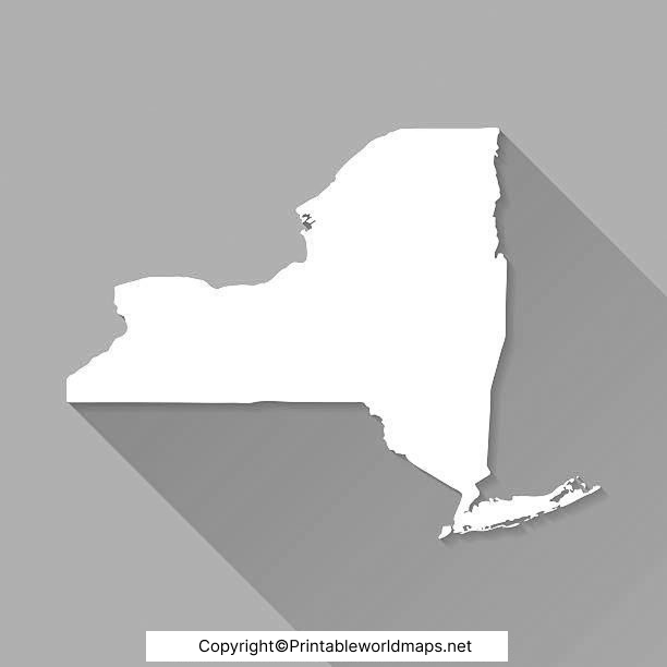 Printable Blank Map of New York – Outline, Transparent map 5 Printable Map of New York