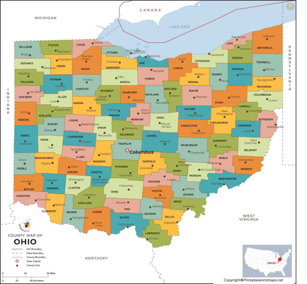 Labeled Map of Ohio with Capital & Cities 3 Printable Map of Ohio Labeled