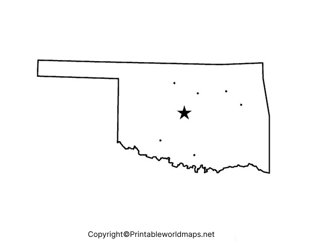 Printable Blank Map of Oklahoma – Outline, Transparent map 5 Printable Map of Oklahoma