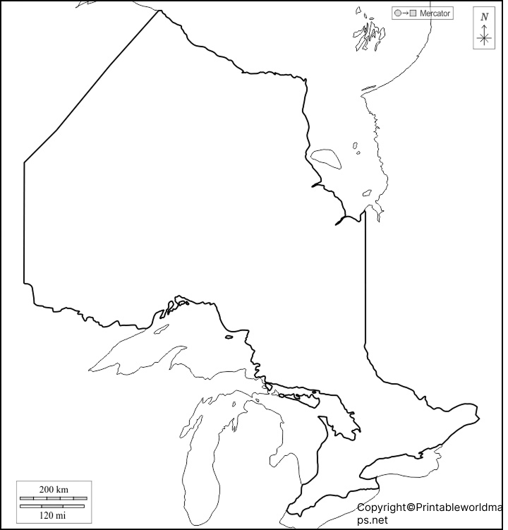 Printable Blank Map of Ontario – Outline, Transparent Map 3 Printable Map of Ontario