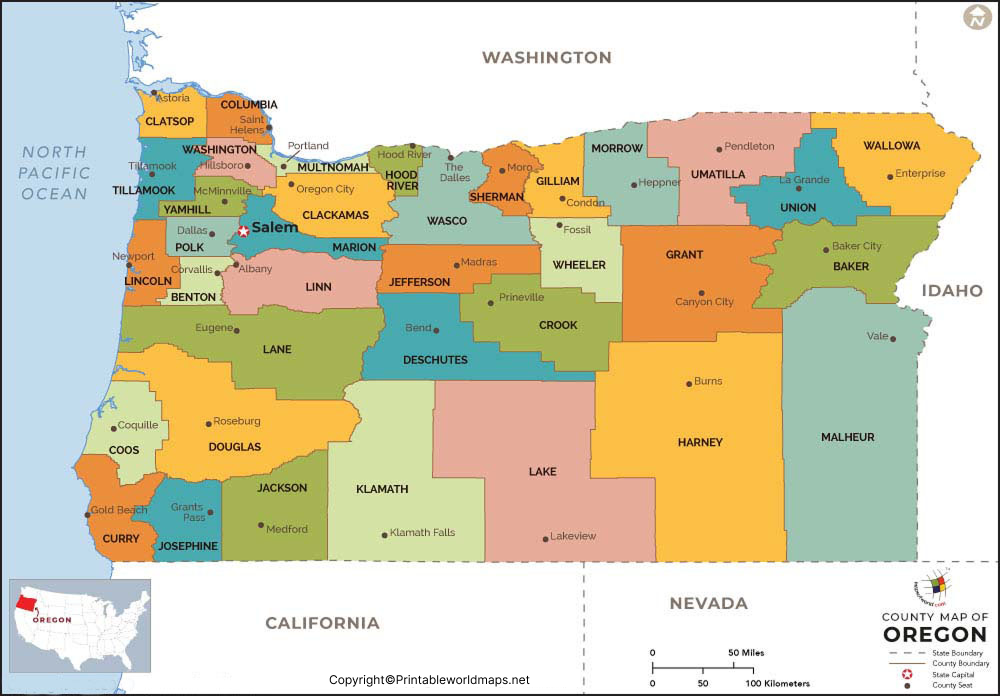 Labeled Map of Oregon with Capital & Cities 3 Printable Map of Oregon Labeled