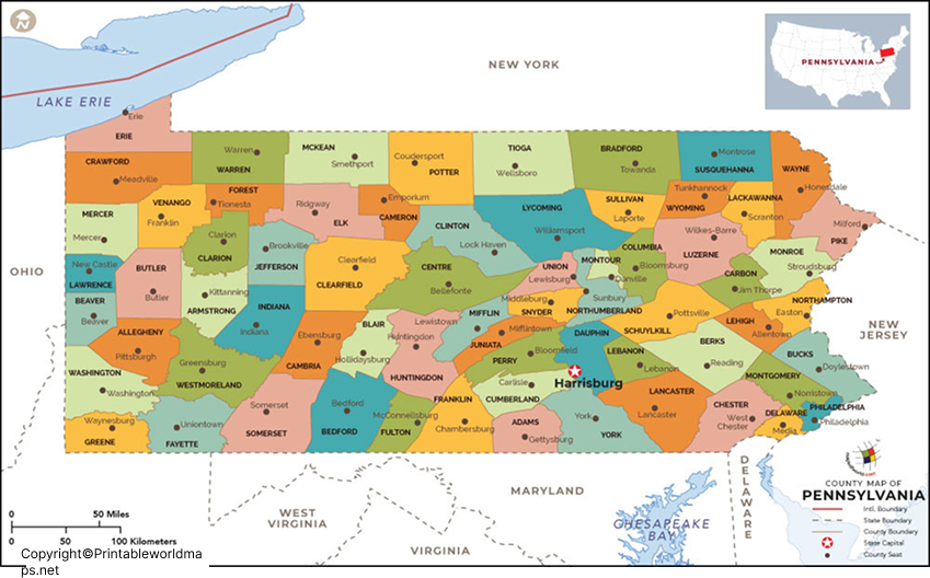 Labeled Map of Pennsylvania with Capital & Cities 3 Printable Map of Pennsylvania Labeled