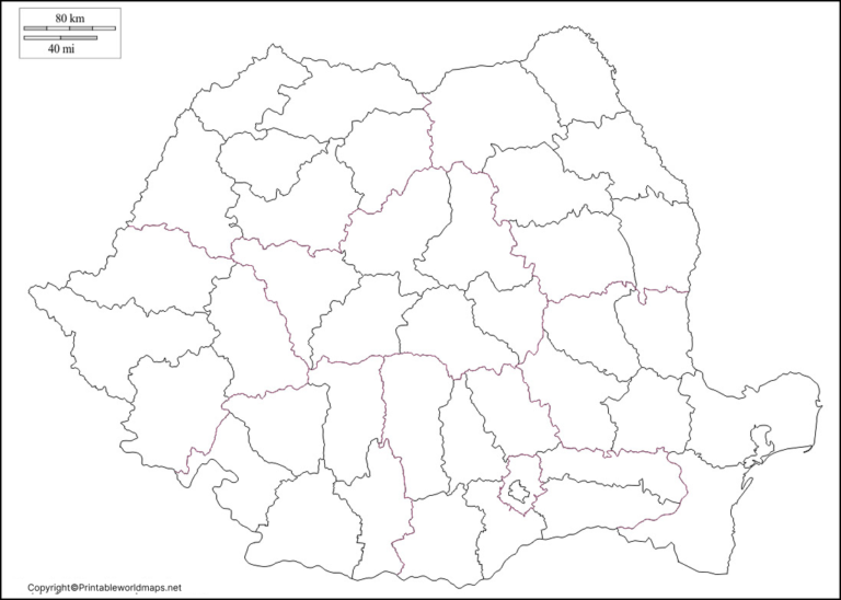 Printable Map of Romania