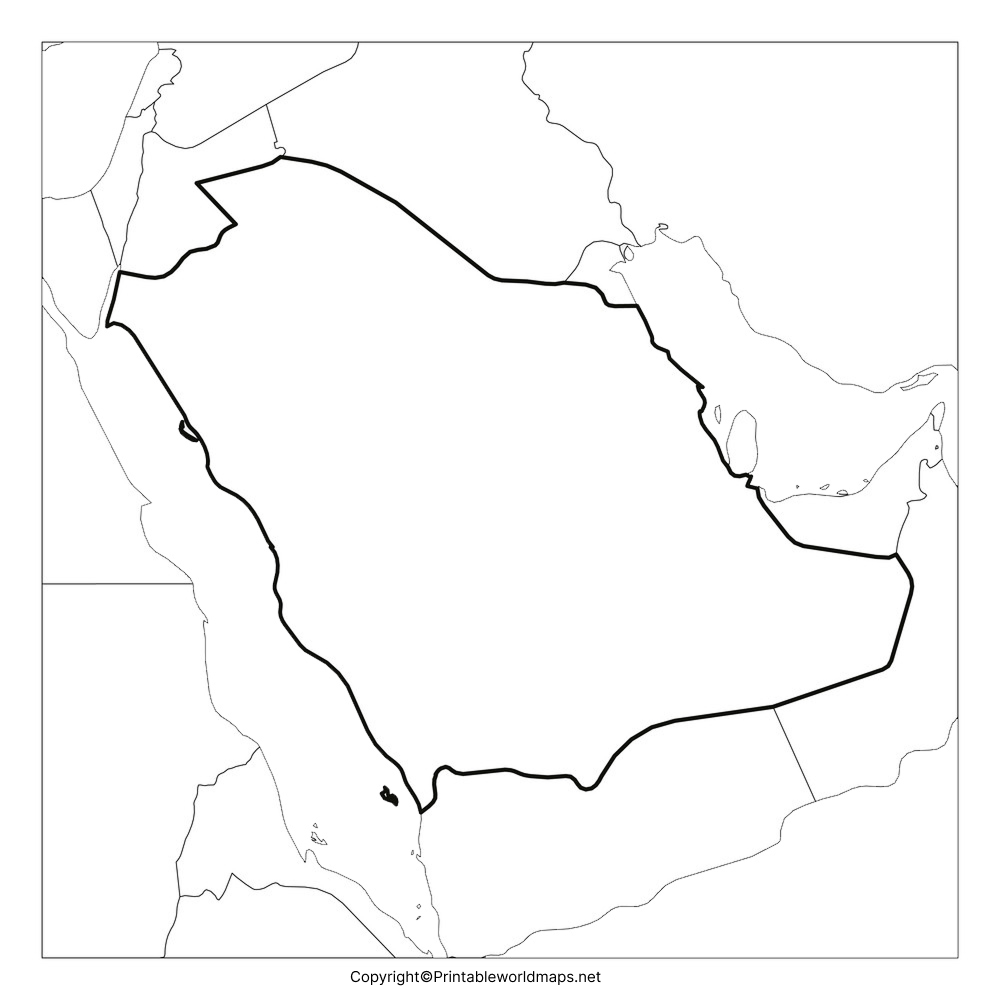 Printable Blank Map of Saudi Arabia -Outline Transparent Map 6 Printable Map of Saudi Arabia
