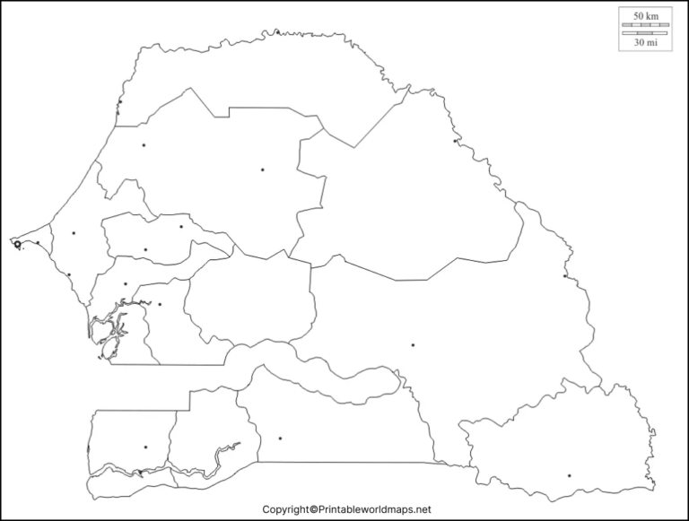 Printable Map of Senegal